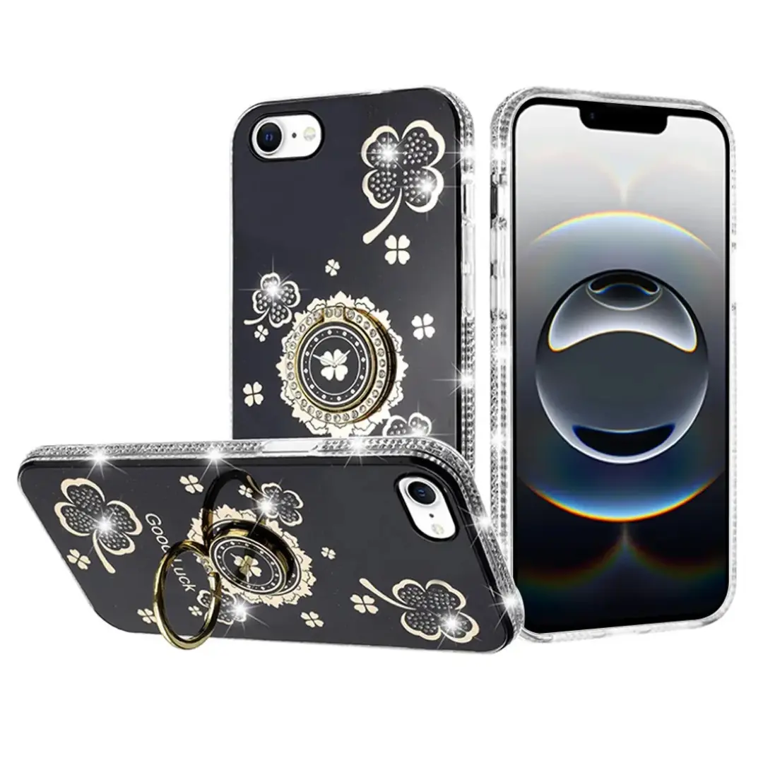 iPhone 16E Bling Diamond Lucky Case Black